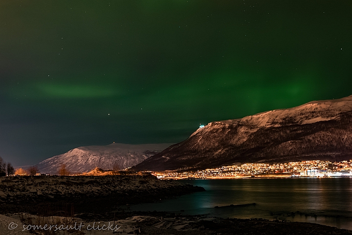 Polarlicht über Tromsø im Januar 2016, Copyright Somersault Clicks, all rights reserved